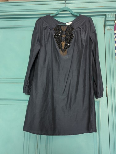 Tunic dress beaded neckline - beaded,