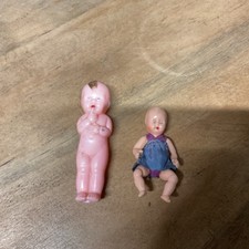 Vintage Hard plastic Dolls Sarold 3inch Baby Doll,kleeware Suck  A thumb Rattle