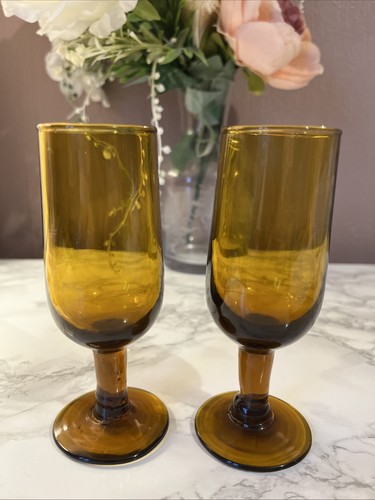 Vintage amber aperitif glasses - amber,