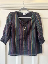 Scamp & Dude Black And Multicolour Lurex Stripe Hippy Boho Top Size 10