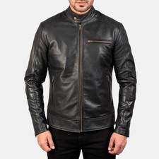Mens Dean Black Leather Biker