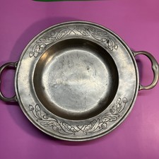 Pewter 10" Antique Plate Dish Marked Crown X ETAIN 95% Rose