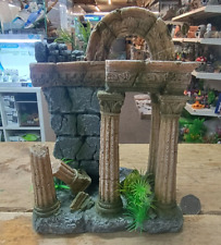 Greek Roman Stone Arch Walled Ruin Aquarium Fish Tank  Ornament and Plants