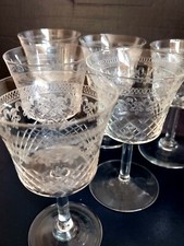 Edwardian Pall Mall Lady Hamilton Sherry, Port Glasses Set of 6 Etched Vintage