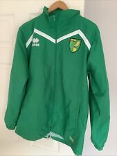 NORWICH CITY Football Jacket Green Errea Full Zip Rain Coat  Large With Hood