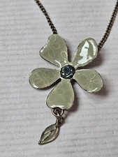 Pilgrim green enamel flower pendant small chain necklace