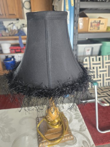 Black feather lamp - 18",