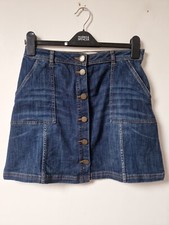 Fat Face Button Down A Line Denim Skirt Blue Size 10