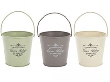 Vintage Style Small Metal Bucket Garden Planter - 3 Colours NEW