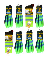 Men's Hi-Visibility Neon Comfort Work Socks Safety Suitable For Steel Toe Shoes