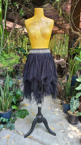 Black tulle handkerchief skirt - tulle,