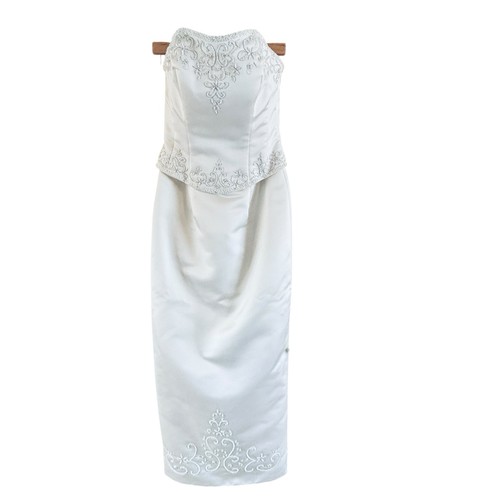 Ivory satin wedding dress - ivory,