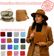 Vera Pelle Genuine Suede Leather Crossbody Bag | Made in Italy | Small Box Shape