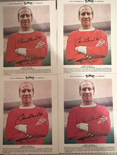 MANCHESTER UNITED TYPHOO TEA CARD SIGNED X BOBBY CHARLTON