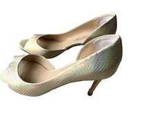 Italian Designer Ladies Leather Ivory Irridescent GAB Evening Shoes. Size 39 / 6