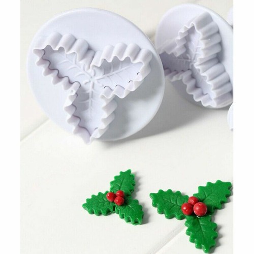 2pcs holly leaf cookie plunger - holly,