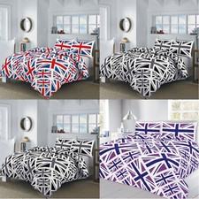 UNION JACK Duvet Cover & Pillowcase British Flag Easycare Reversible Bedding Set