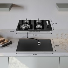 60cm Gas Hob 4 Burners Natural
