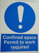 VSafety 42005BC-R "Confined space Permit to work required" sign, 400x300mm