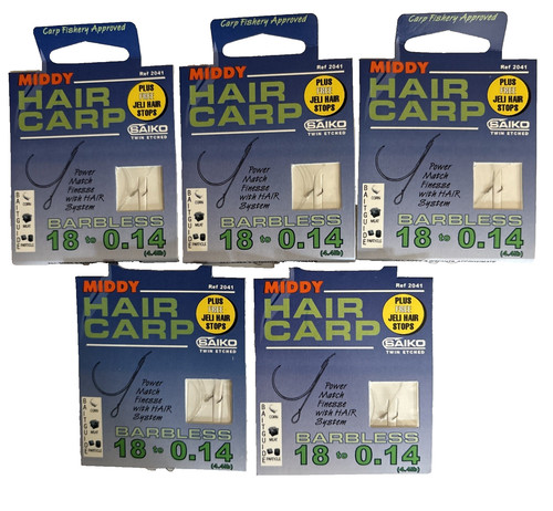 Middy hair carp barbless - , rigs