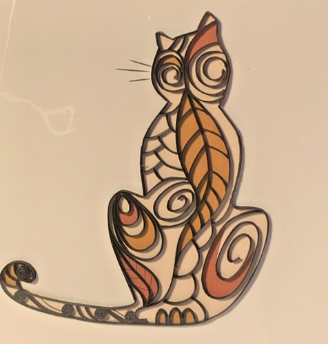 Quilling card cat silhoutte - quilling,
