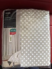 Brand New Beige Polka Dot Printed Tabtop Curtains Standard Width 66’’ X 72’’
