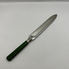 Vintage Green Handle Dessert Knife – Stainless Blade – Retro Tableware