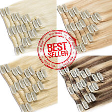 Clip In Hair Extensions 100% Remy Human Hair Weft Clip On Hair Full Head 8Pieces