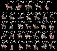 Enamel Dog Keyring - Bag Handbag Charm - Key Chain Ring - Animal Dog Lover Gift