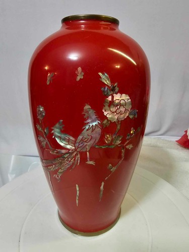 Vtg red enamel mother - red, of