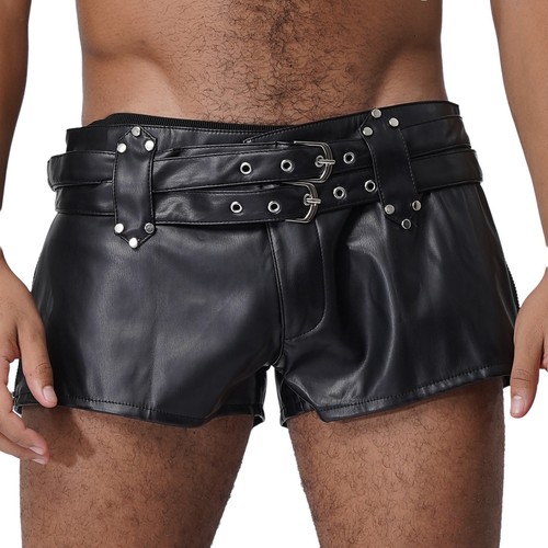 Men leather shorts - men's, pants
