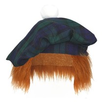Adults Tartan Tam-O-Shanter Ginger Hair Scotland Burns Night Hat Fancy Dress