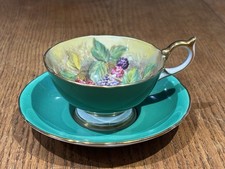 Aynsley Orchard Fruit Cup & Saucer Signed D Jones Bone China