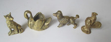 4 x brass ornaments bundle. 2 dogs/ 2 birds. Alsatian, Poodle, Swan & Cockerel.