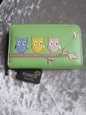 Green Zip Purse With Owl