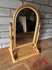 Bamboo Arched Vanity Swing Mirror Rattan Vintage Wooden Freestanding Table Top