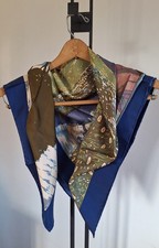 VINTAGE LIBERTY OF LONDON  ALL SILK LARGE SQUARE SCARF - ARTIST LANDSCAPE DESIGN
