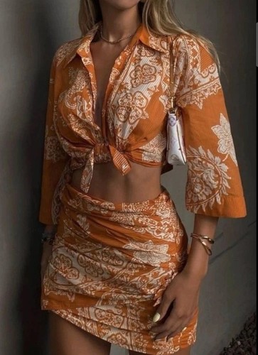 Zara orange paisley - zara, printed
