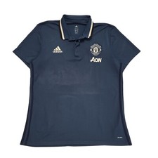 Adidas Blue Manchester Utd Polo Football Shirt Men's UK Size XL DD393