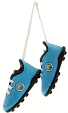 MANCHESTER CITY FC CAR MIRROR MINI BOOTS WINDOW HANGING HANG UP ACCESSORIES GIFT