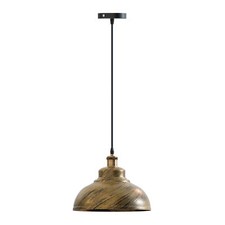 Vintage Ceiling Pendant Light Industrial Brushed Brass Shade Hanging Retro Lamp