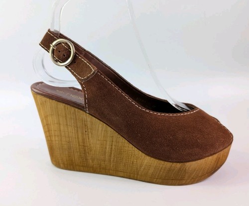 Next brown suede leather wedge - brown,