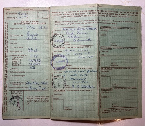 Original log book - log, honda