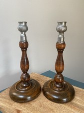 2 Wooden Candle Sticks/