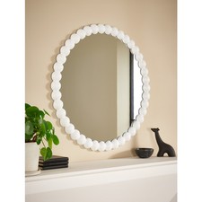 White Round Bobbin Edge Mirror
