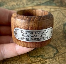 The Timber of H.M.S WORCESTER (1860) Wood Napkin Ring. Royal Navy Memorabilia