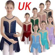 UK Kids Girls Sparkly Rhinestones Lyrical Dance Performance Competition Costume
