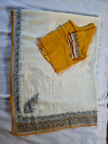 Saree off white yellow - saree, white-yellow