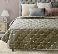 Crushed Velvet Throw Luxury Sparkle Sequin Bed Runner Sofa Throw Cover Silver