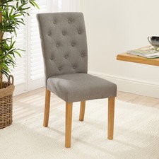 Bunbury Grey Fabric Dining Chair with Oak Legs - Kitchen Seating D-303 - Kitchen